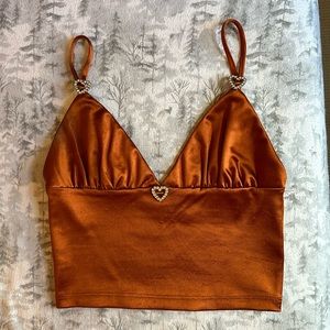 Burnt orange silky crop top